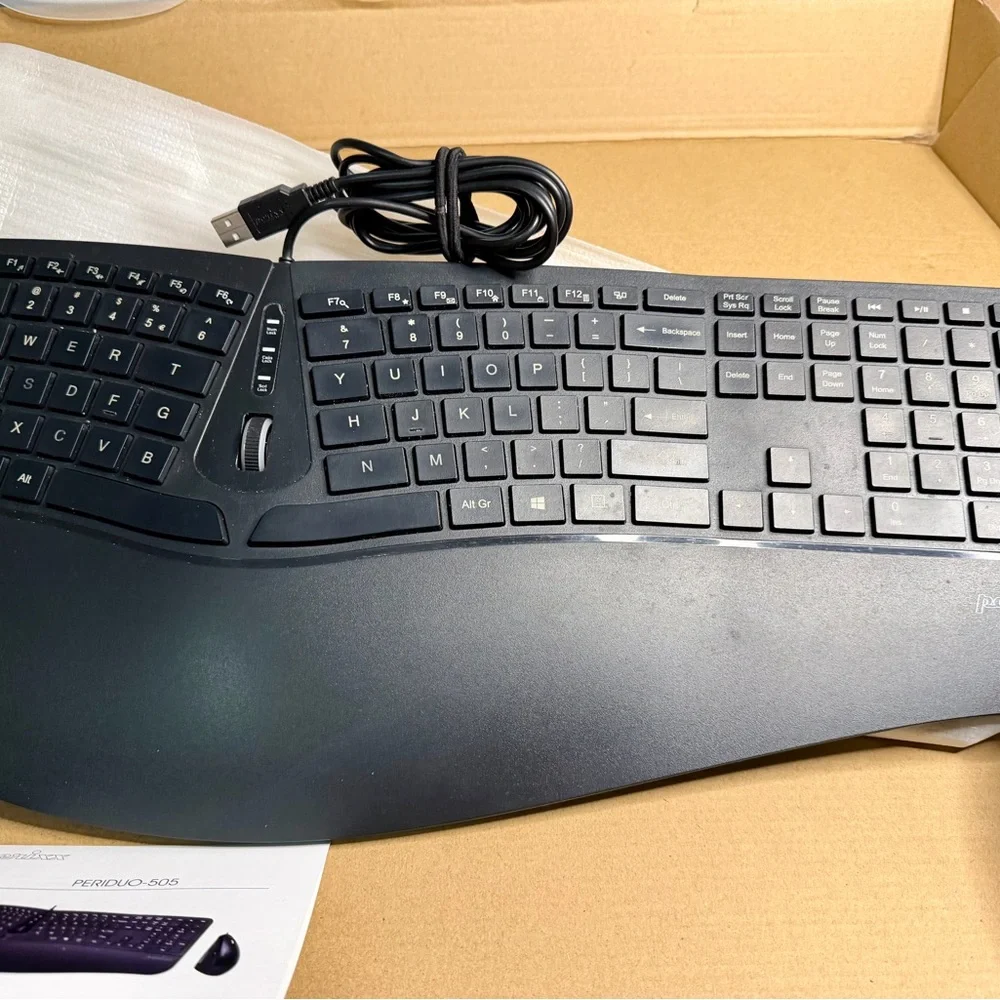 Perixx PERIDUO-505, Ergonomic Keyboard and Mouse Combo with Adjustable Palm Rest